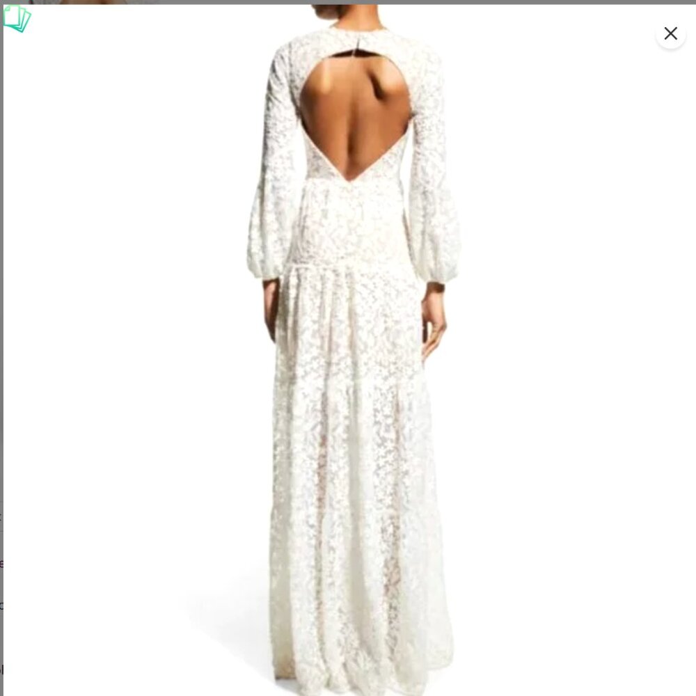 NWT DRESS THE POPULATION Bridal Lyra Floral Gown Lace Open Back Sz S